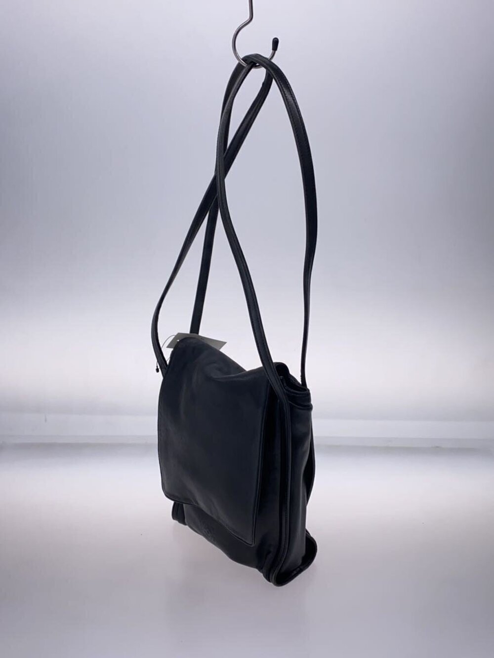 Loewe Anagram Solid Shoulder Bag Black Leather Black